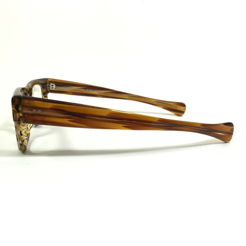 Norman Childs Eyeglasses Frames SPEECE Brown Horn Square Thick 46-21-145